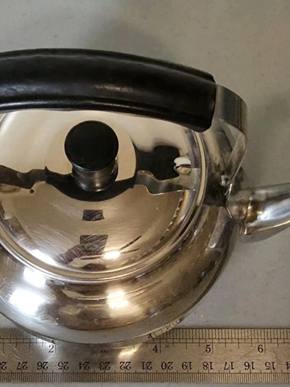Stainless Steel Silver Teapot with Black Handle